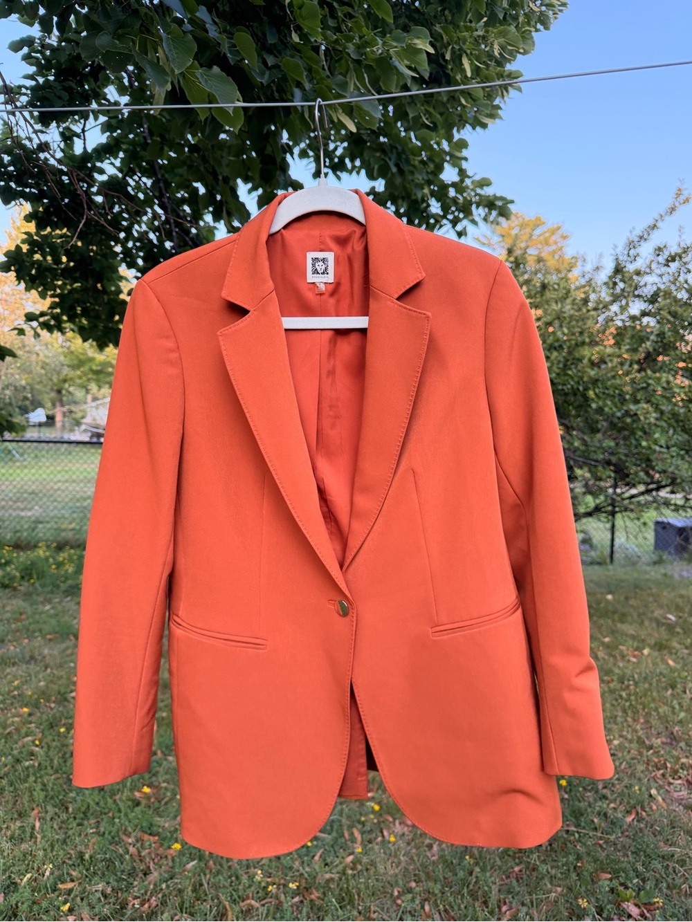 Anne Klein Vibrant Orange Single-Button Blazer